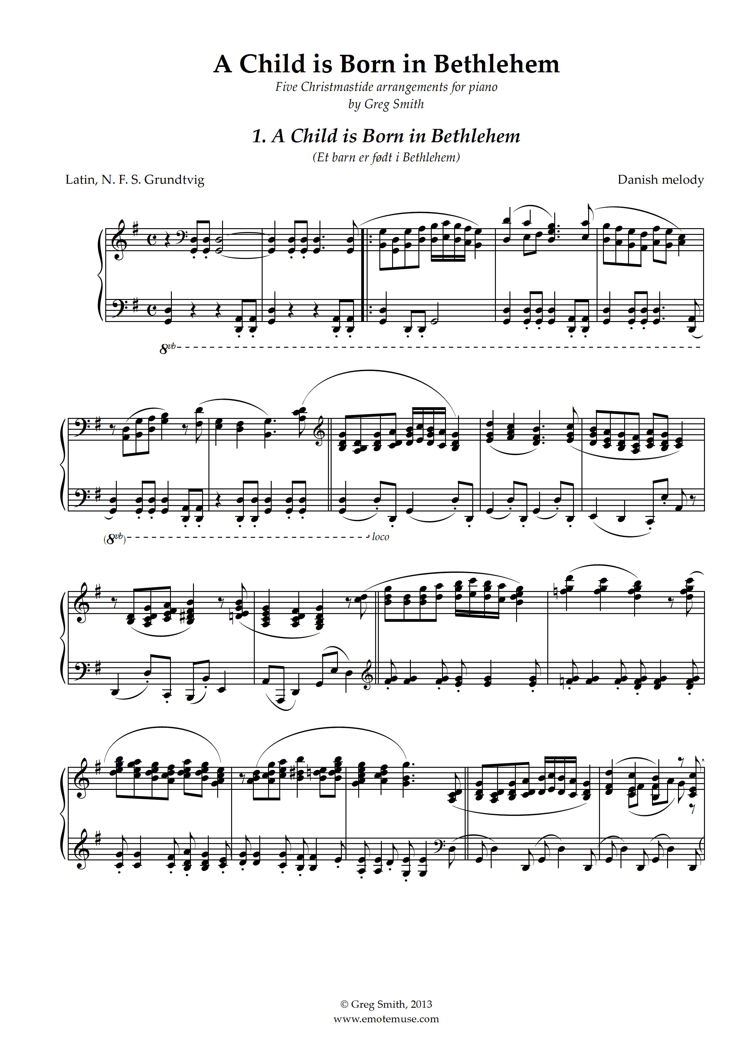 A Child is Born in Bethlehem - Five christmastide arrangements by Greg Smith